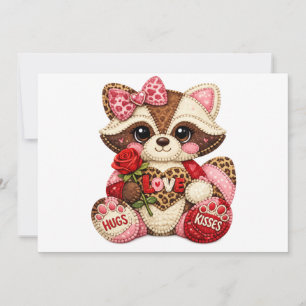 Cosy Stitched Racoon — LOVE Rose, Hugs & Kisses Holiday Card