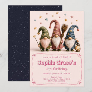 Cosy Storybook Gnome Birthday Party Invitation