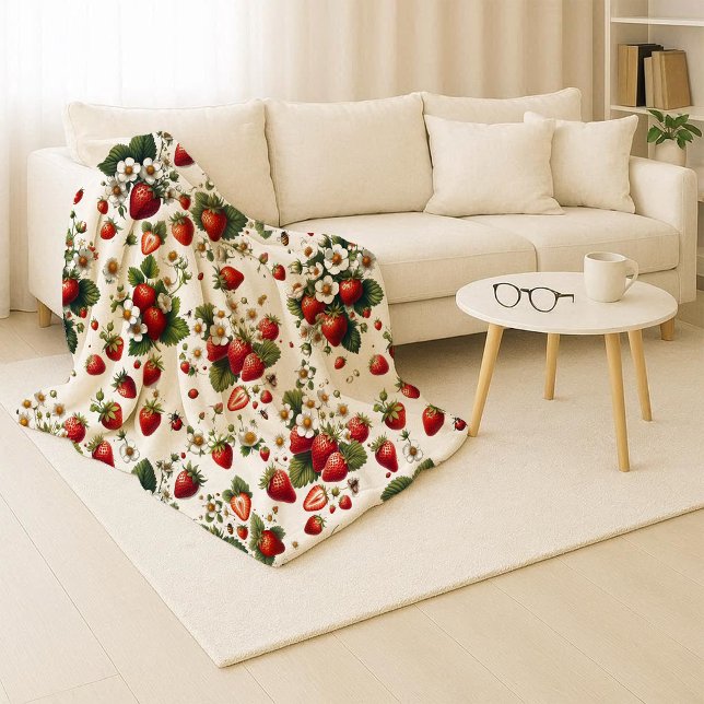 Cosy Strawberry Botanical Sherpa Blanket (Cozy Strawberry Botanical Sherpa Blanket)