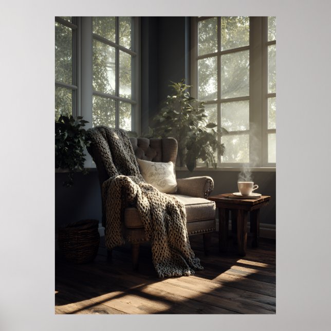Cosy Sunlit Armchair Nook Poster (Front)