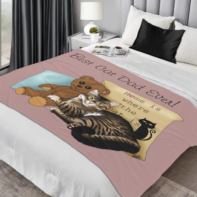 Cosy Tabby Pink Father's Day Fleece Blanket (Creator Uploaded)