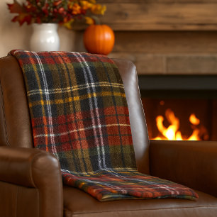 Cosy Tartan Fleece Blanket, Fall Colours Blanket