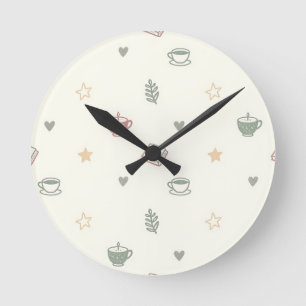 Cosy Tea Books Candle Pattern Soft Round Clock