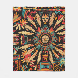 Cosy Teal "Aztec Dream" Fleece Blanket