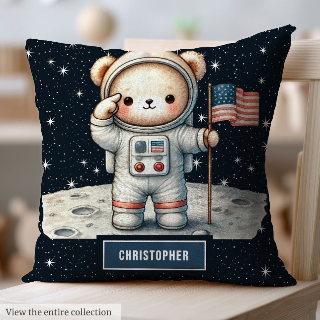 Cosy Teddy Bear Astronaut Throw Pillow Baby Boy (Cozy Teddy Bear Astronaut Throw Pillow Baby Boy Gift)