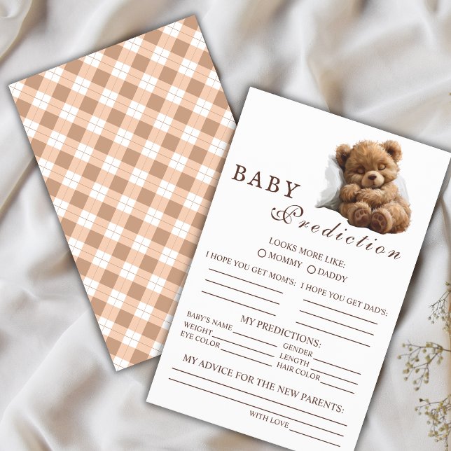 Cosy Teddy Bear Baby Shower Prediction Game Card (Creator Uploaded)