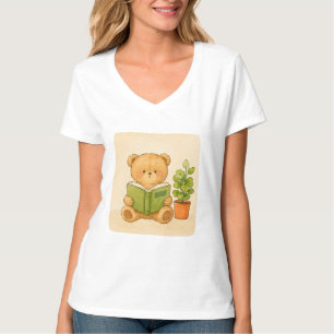 Cosy Teddy Bear Reading Book T-Shirt Book Lover