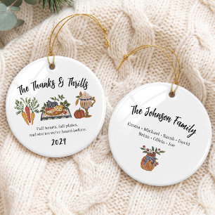 Cosy Thanksgiving Family Group Ceramic Tree Decoration