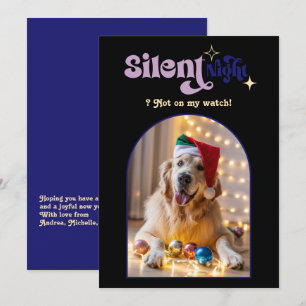 Cosy Twilight Funny Retro Pet Dog Christmas Photo Holiday Card