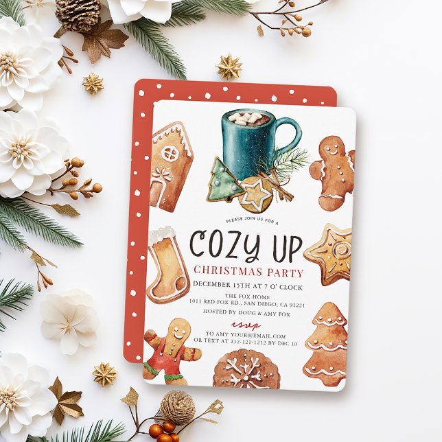 Cosy Up Cookies & Cocoa Christmas Holiday Party Invitation (Creator Uploaded)