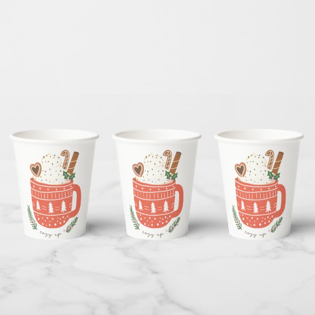 Cosy Up hot chocolate Christmas  Paper Cups (Multi)