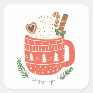 Cosy Up hot chocolate Christmas  Square Sticker
