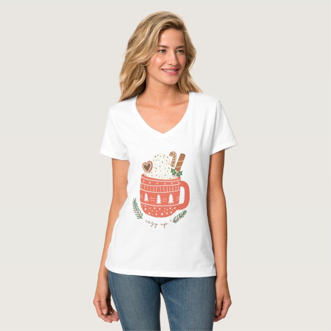 Cosy Up hot chocolate Christmas  T-Shirt (Front Full)