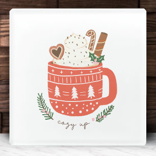 Cosy Up Hot Cocoa Mug Christmas Holiday Glass Coaster