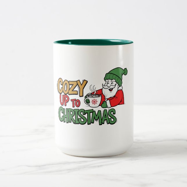 Cosy Up to Christmas Design Two-Tone Coffee Mug (Center)