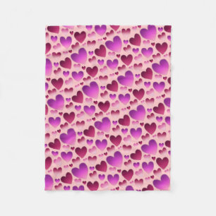 Cosy up under a blush «Meadow of hearts» Fleece Blanket