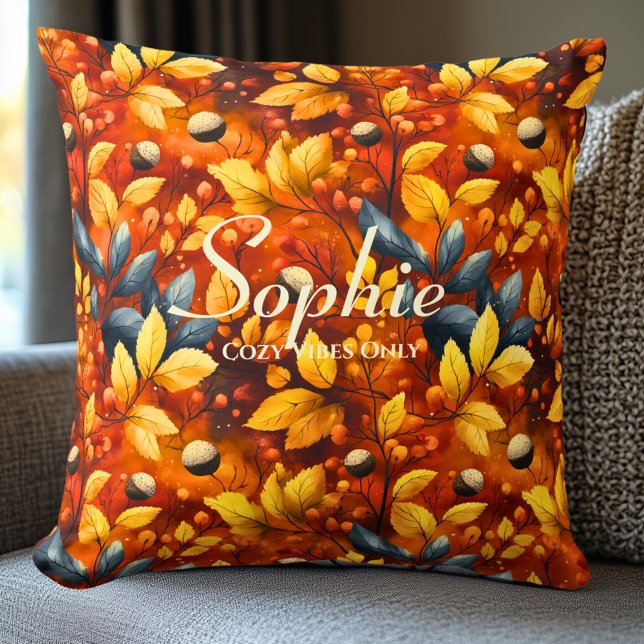 Cosy Vibes Only Autumn Leaves | Fall Home Decor Cushion (Creator Uploaded)