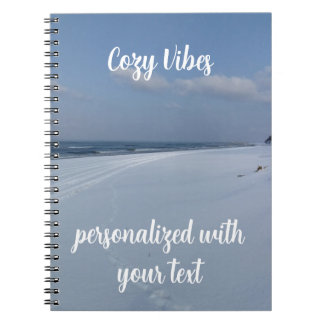 Cosy Vibes Winter Beach Monogram Notebook