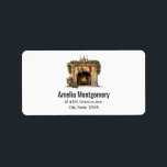Cosy Victorian Fireplace Christmas Address Label<br><div class="desc">Address labels with a warm and cosy illustration featuring an old fashioned fireplace. Stocking hanging with care. Garland hanging over the mantel. A warm roaring fire in the hearth.</div>