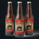 Cosy Victorian Fireplace Christmas Beer Bottle Label<br><div class="desc">Bottle labels with a warm and cosy illustration featuring an old fashioned fireplace. Stocking hanging with care. Garland hanging over the mantel. A warm roaring fire in the hearth.</div>