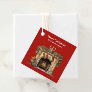 Cosy Victorian Fireplace Christmas Favour Tags