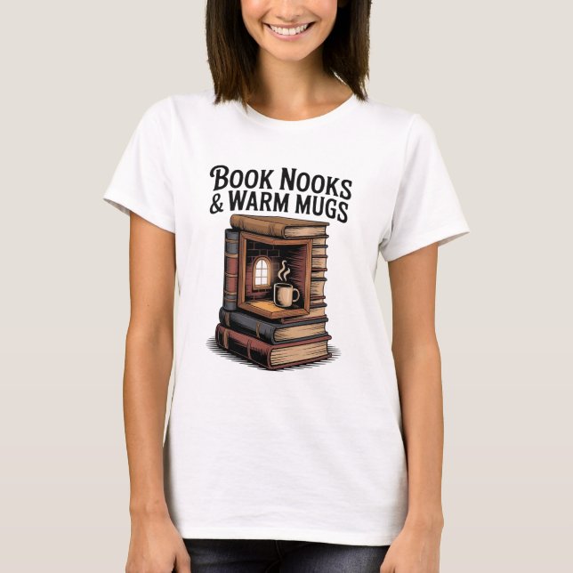Cosy Vintage Book Nook with Warm T-Shirt (Front)