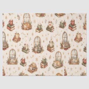 Cosy Vintage Christmas Cats Cottage Tissue Paper