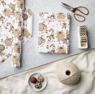 Cosy Vintage Christmas Sweet Friends Wrapping Paper