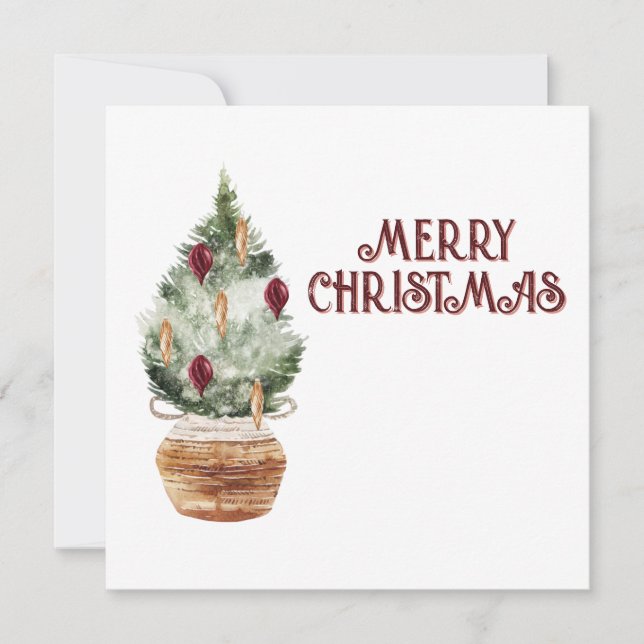 Cosy vintage Christmas tree Holiday Card (Front)