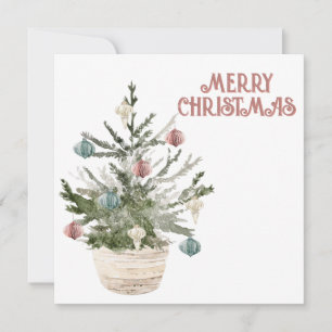 Cosy vintage Christmas tree Holiday Card