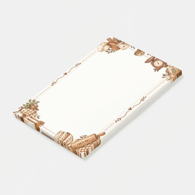 Cosy Vintage Kitchen & Baking Illustration Post-it Notes (Angled)