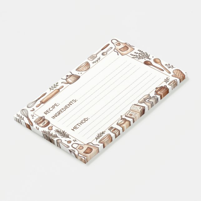 Cosy Vintage Kitchen & Baking Illustration Post-it Notes (Angled)