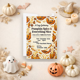 Cosy Warm Brown Pumpkin Spice Halloween Invitation