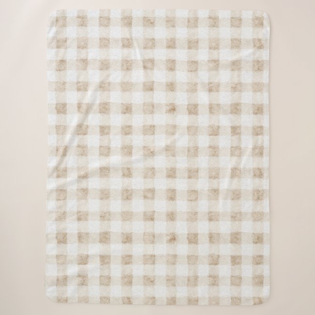 Cosy Warm Cream Beige Stripes Sherpa Blanket (Front)
