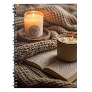 Cosy warm evening candles and blanket notebook