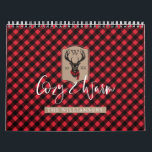 Cosy & Warm | Red Buffalo Plaid Reindeer Monogram Calendar<br><div class="desc">Cosy & Warm Vintage Wilderness Reindeer Christmas featuring our rustic vintage style hand-drawn black etched ink wilderness reindeer wearing glasses, with a cosy red buffalo plaid winter scarf wrapped around the reindeer's neck. The design incorporates a modern flair and paired with the cosy and warm feeling of red buffalo plaid...</div>