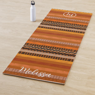 Cosy warm tones Yoga Mat. Custom name  & monogram  Mat