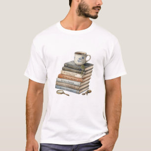 Cosy Watercolor Book Stack with Tea Cup Hygge Have T-Shirt