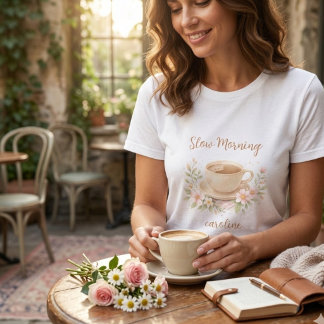 Cosy Watercolor Coffee & Floral Illustration Tri-Blend Shirt