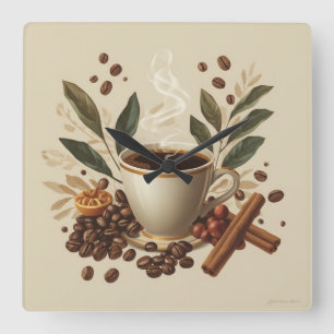 Cosy Watercolor Coffee Wall Clock