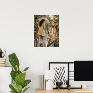 Cosy Watercolor Dog Illustration Poster