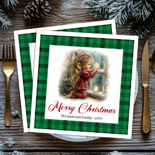 Cosy Watercolor Family Dinner Holiday Scene Napkin