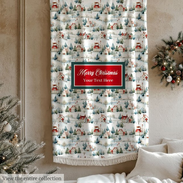 Cosy watercolor festive Christmas village blanket (Cozy watercolor festive Christmas village blanket)