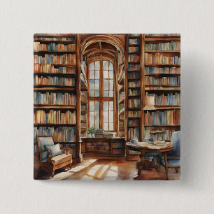 Cosy Watercolor Library 15 Cm Square Badge