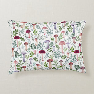 Cosy Watercolor Mushrooms Pattern   Decorative Cushion