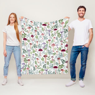 Cosy Watercolor Mushrooms Pattern  Fleece Blanket