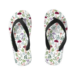 Cosy Watercolor Mushrooms Pattern    Kid's Jandals