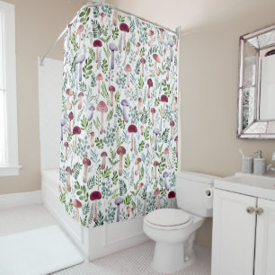 Cosy Watercolor Mushrooms Pattern    Shower Curtain