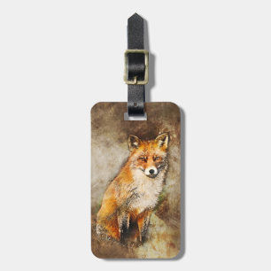 Cosy Watercolor Red Fox in Nature Luggage Tag