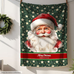 Cosy Watercolor Santa Claus Christmas Blanket